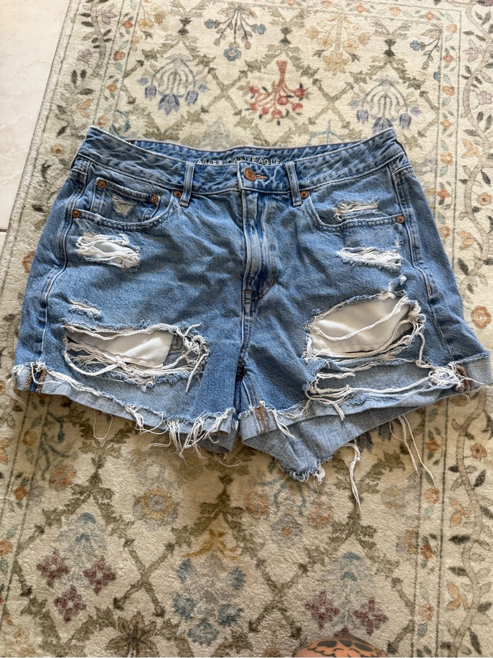 American Eagle Outfitters Light Blue Distressed Denim Cutoff Shorts